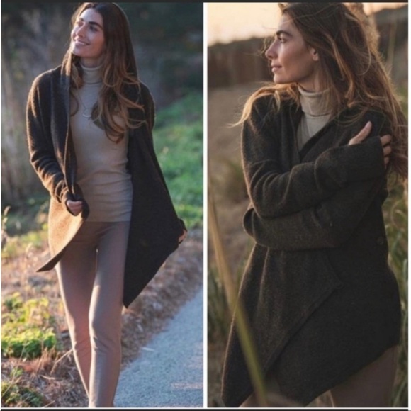 Betabrand Sweaters - Betabrand Black Sheep Wrap Wool Alpaca Hooded Long Sleeve Cardigan Size S/M